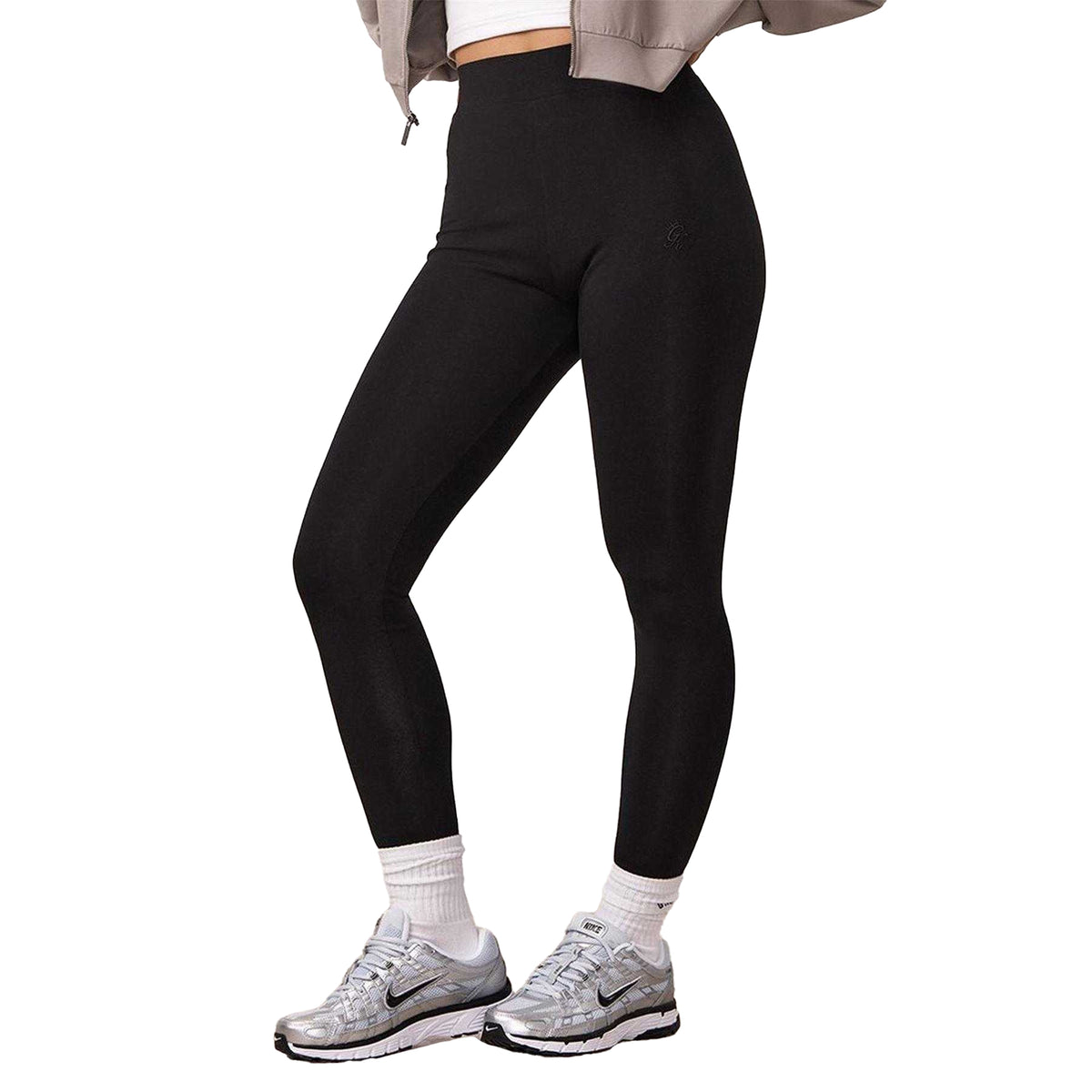 Black - Lifestyle - Gym King Womens-Ladies Embroidered Logo Leggings