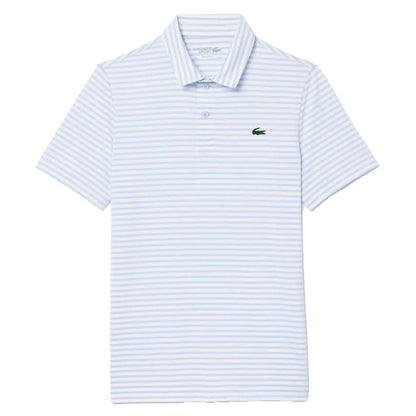 Blue-White - Front - Lacoste Mens Ultra Dry Striped UV Protection Polo Shirt