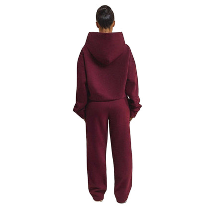 Wine - Back - Mars The Label Womens-Ladies Logo Relaxed Fit Varsity Hoodie