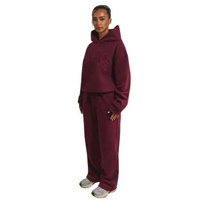 Wine - Lifestyle - Mars The Label Womens-Ladies Logo Relaxed Fit Varsity Hoodie