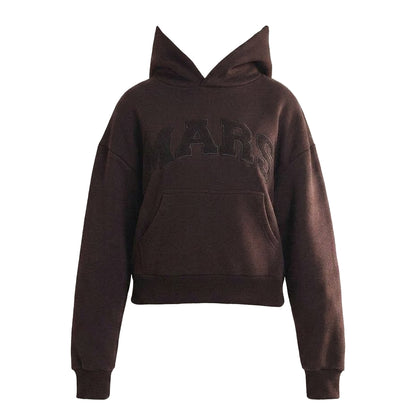 Chocolate Brown - Front - Mars The Label Womens-Ladies Logo Relaxed Fit Varsity Hoodie
