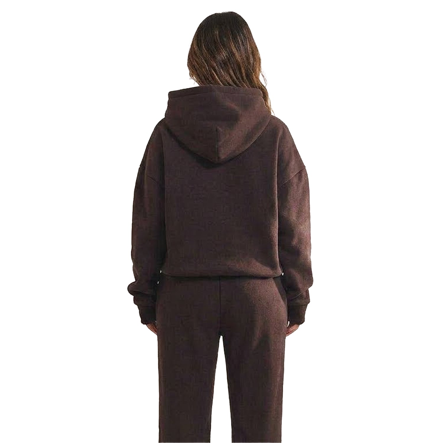 Chocolate Brown - Back - Mars The Label Womens-Ladies Logo Relaxed Fit Varsity Hoodie