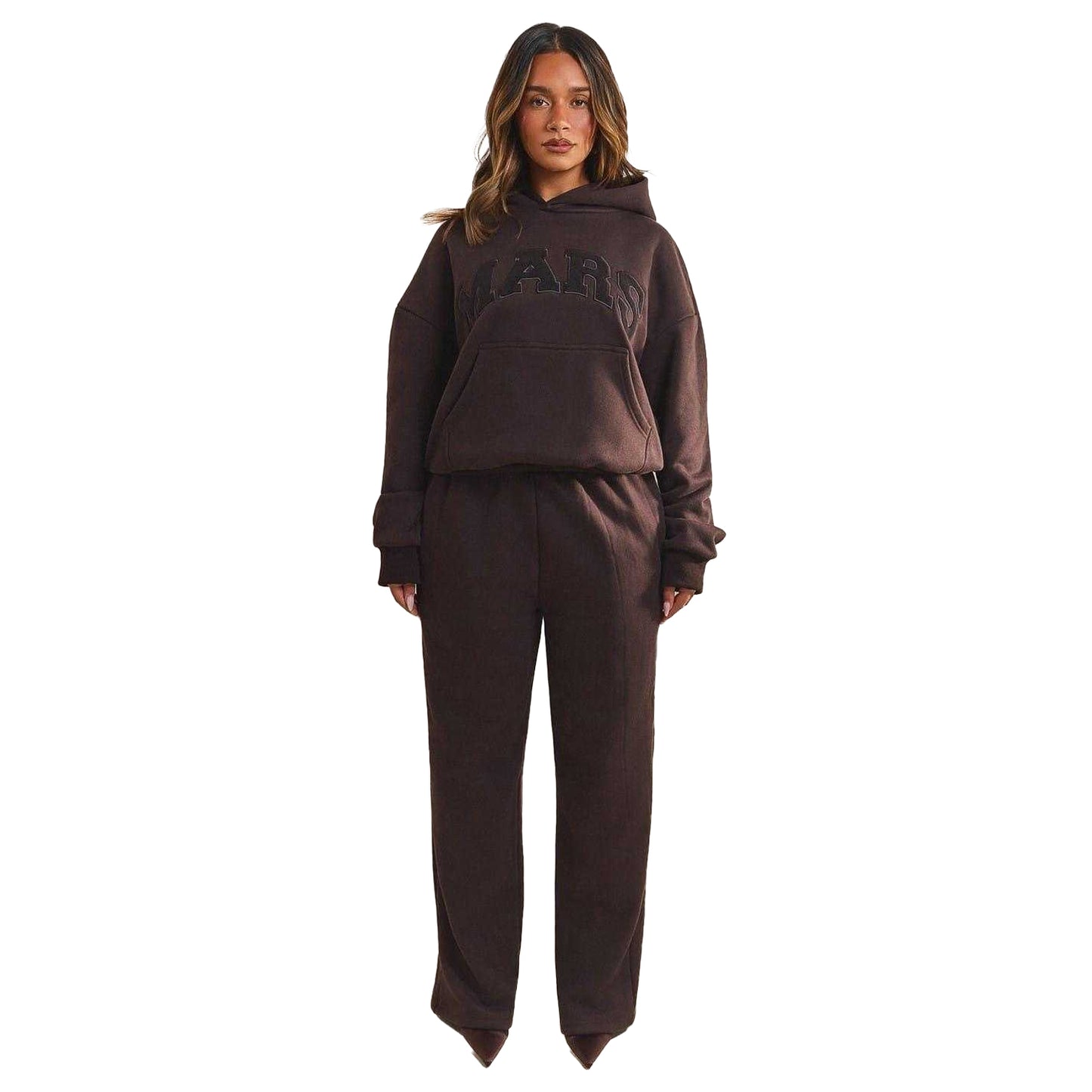 Chocolate Brown - Lifestyle - Mars The Label Womens-Ladies Logo Relaxed Fit Varsity Hoodie