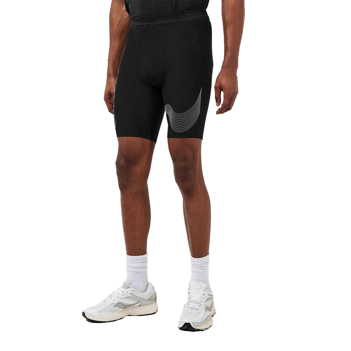 Black - Lifestyle - Hybrid Performance Mens Half Length Legging Shorts