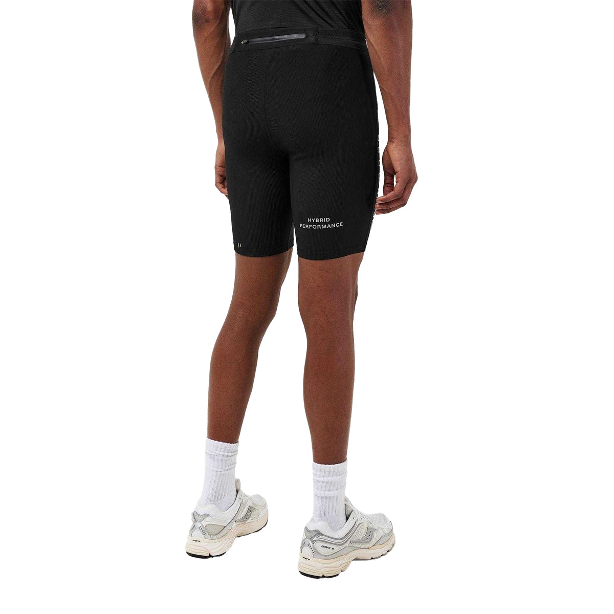 Black - Pack Shot - Hybrid Performance Mens Half Length Legging Shorts