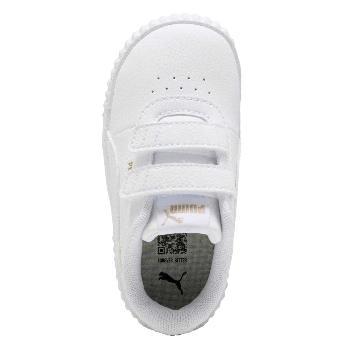 White-Gold - Side - Puma Childrens-Kids Carina 3.0 Leather Platform Shoes