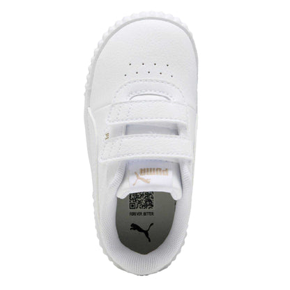 White-Gold - Side - Puma Childrens-Kids Carina 3.0 Leather Platform Shoes