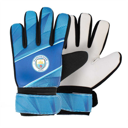 Blue - Side - Team Childrens-Kids Fuse Manchester City FC Goalkeeper Gloves