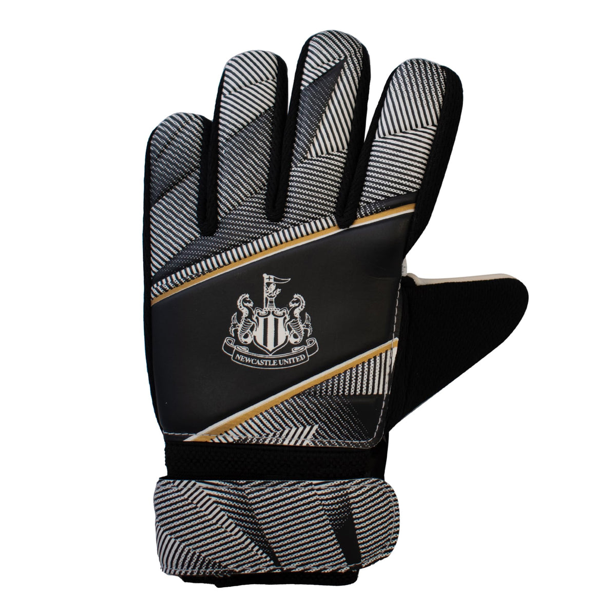 Black-White - Front - Team Childrens-Kids Fuse Newcastle United FC Goalkeeper Gloves