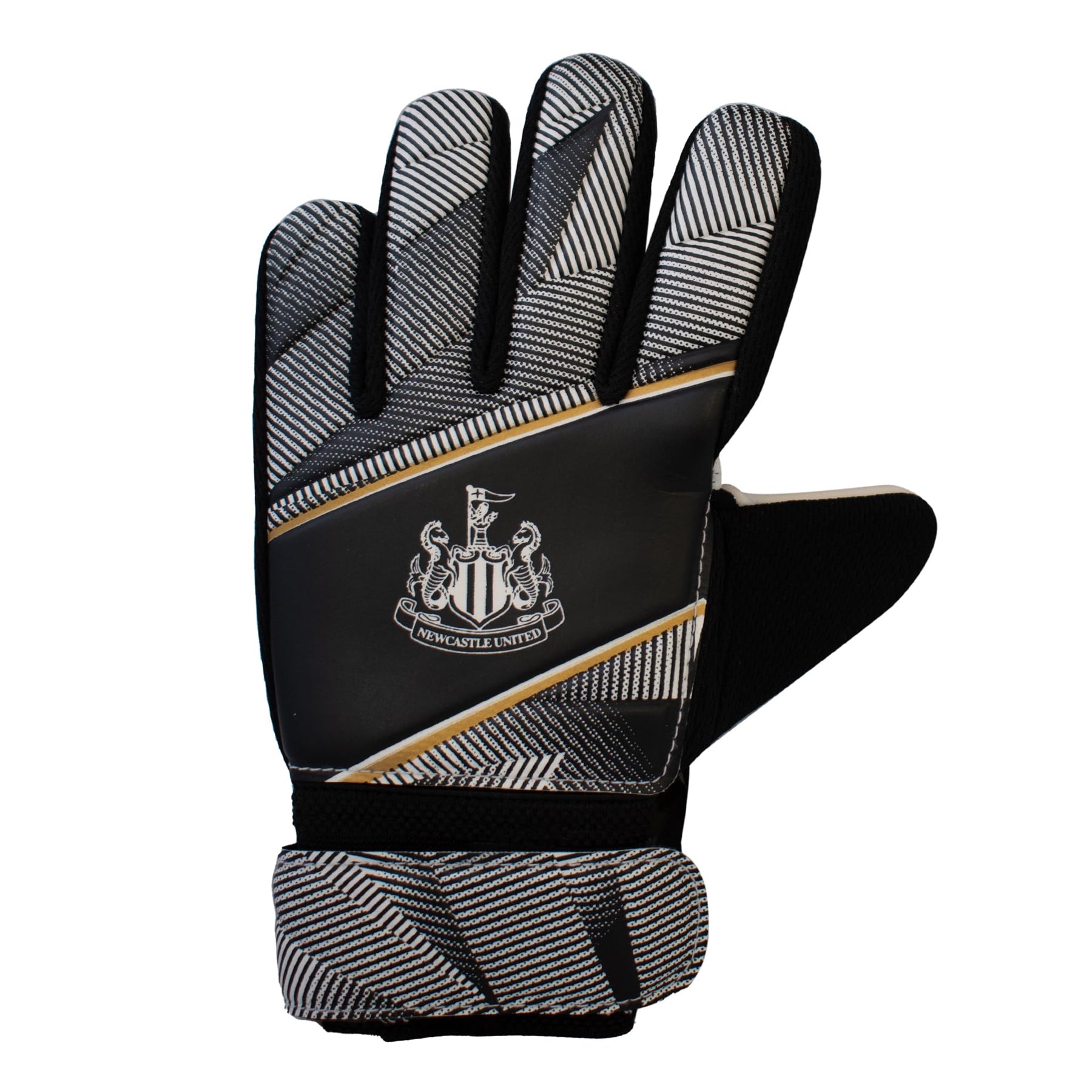 Black-White - Front - Team Childrens-Kids Fuse Newcastle United FC Goalkeeper Gloves