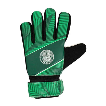 Green - Front - Team Childrens-Kids Fuse Celtic FC Goalkeeper Gloves