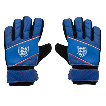 White-Blue - Back - Team Childrens-Kids Fuse England FA Goalkeeper Gloves