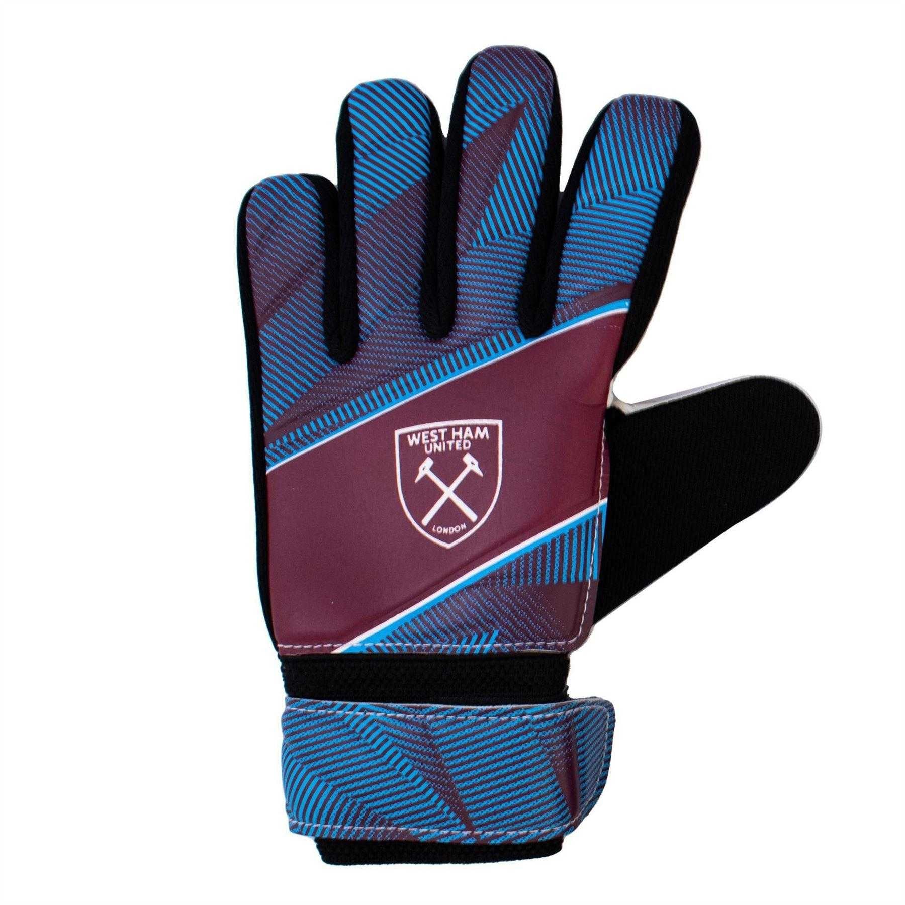 Claret-Dusky Blue - Front - Team Childrens-Kids Fuse West Ham United FC Goalkeeper Gloves