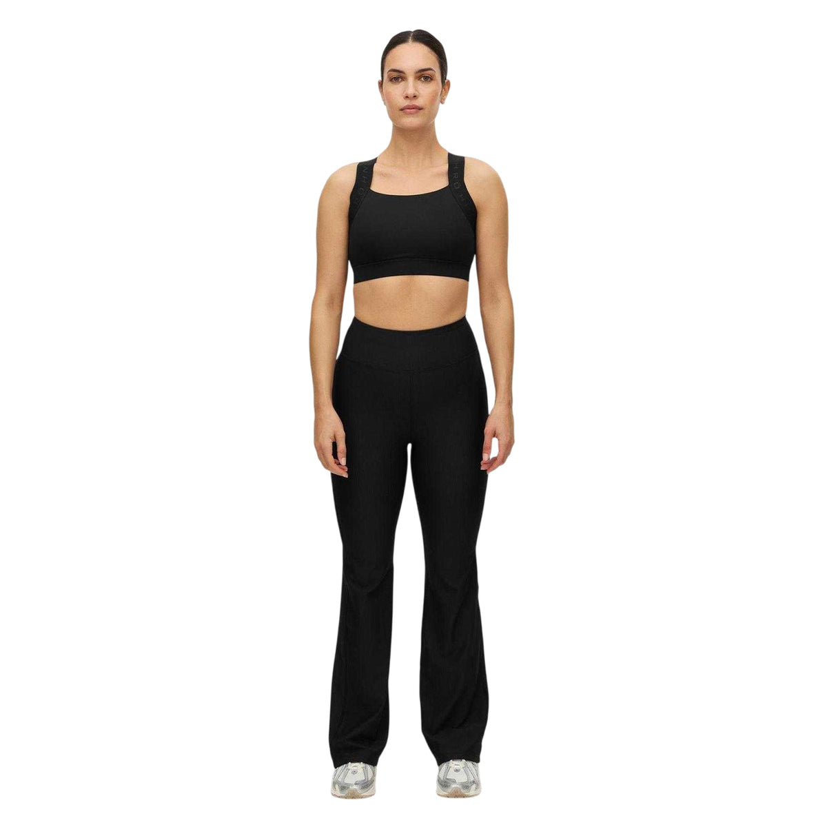 Black - Side - Rohnisch Womens-Ladies Performance Flared Gym Leggings