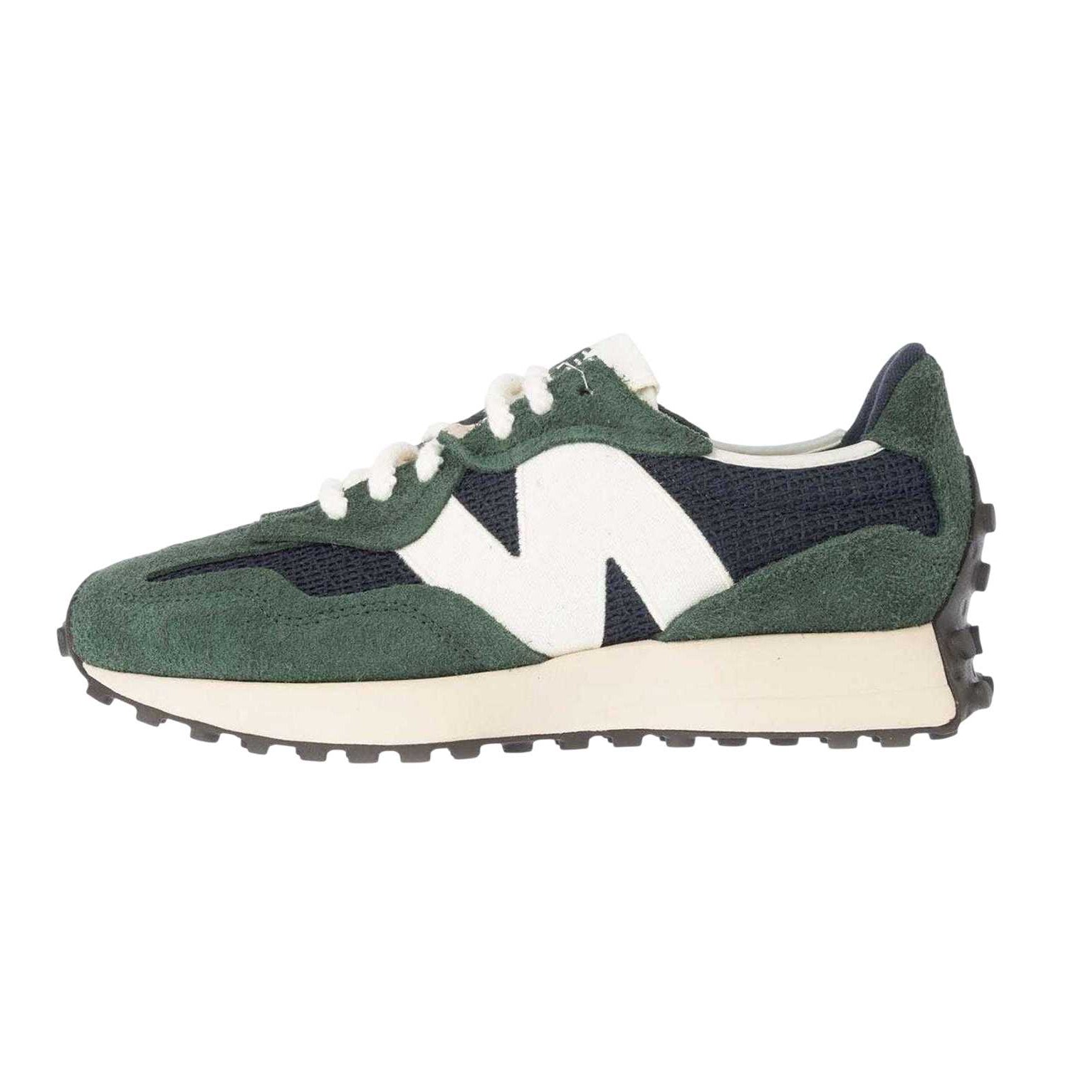 Green - Side - New Balance Mens 327 Suede Casual Wedge Trainers