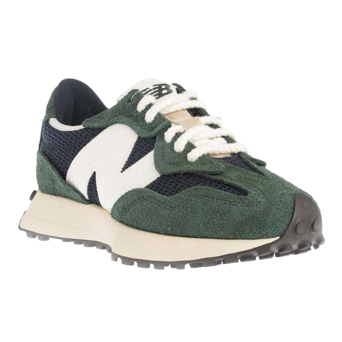 Green - Pack Shot - New Balance Mens 327 Suede Casual Wedge Trainers
