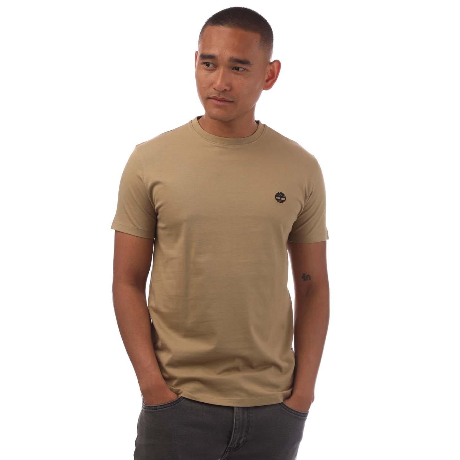 Brown - Front - Timberland Mens Oyster River Logo T-Shirt
