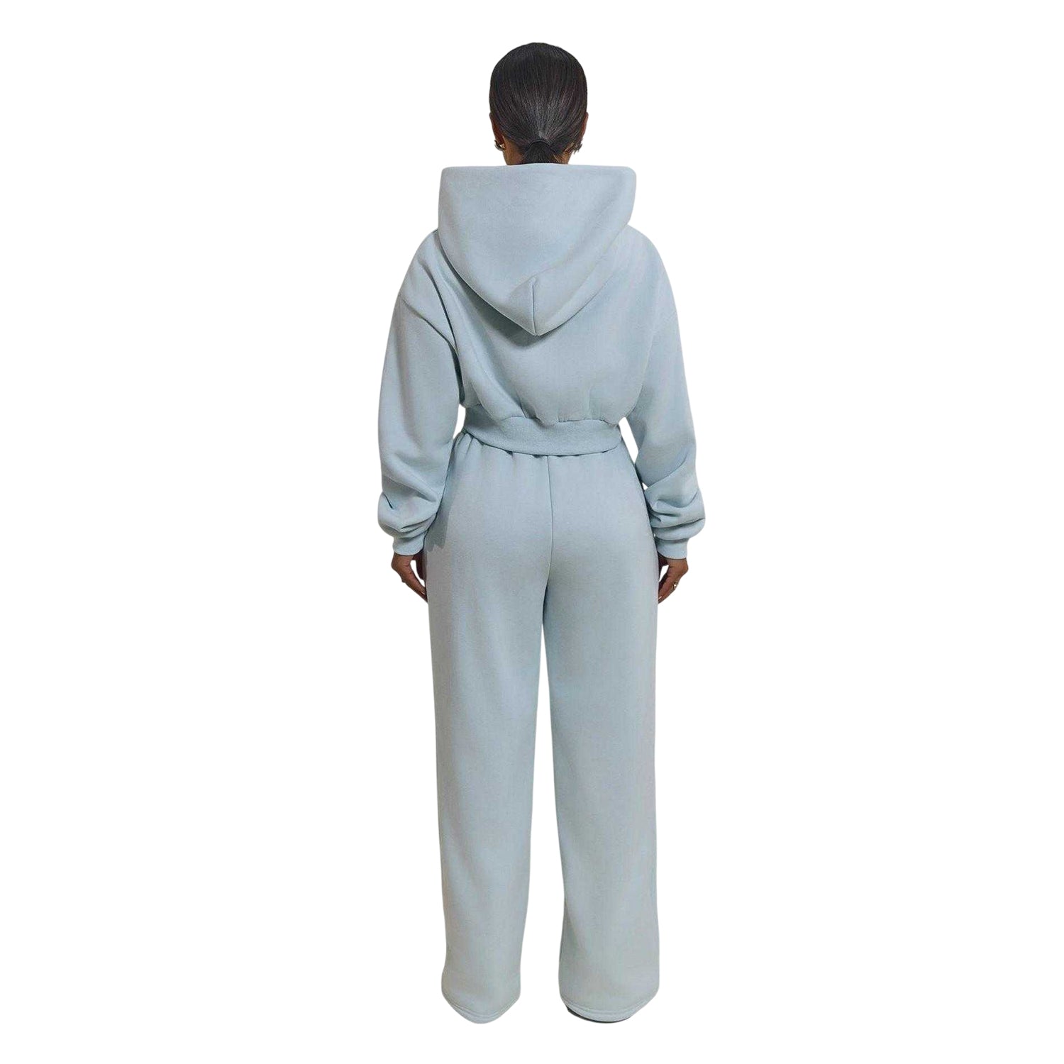 Baby Blue - Back - Mars The Label Womens-Ladies Classics Cropped Full Zip Hoodie