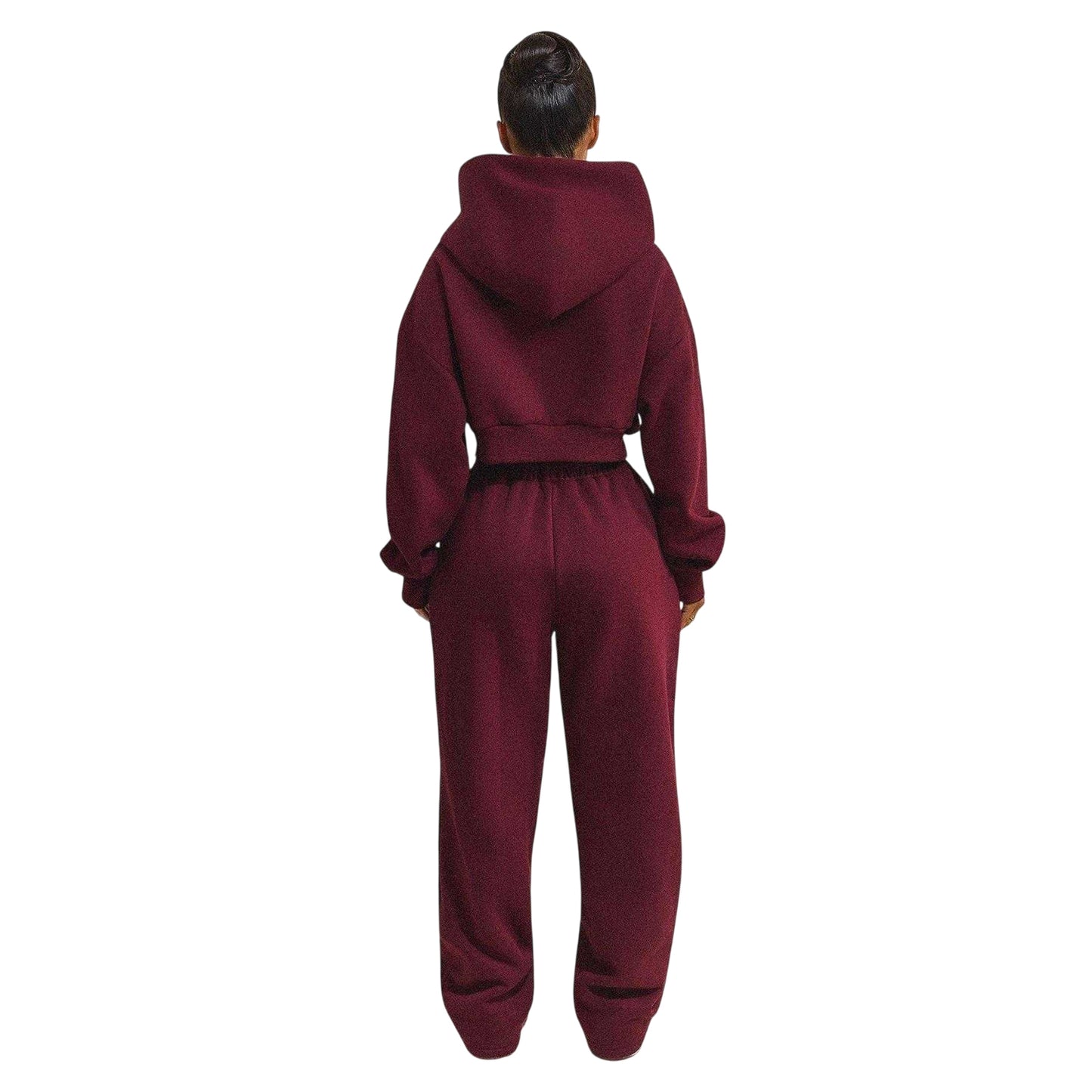 Wine - Back - Mars The Label Womens-Ladies Classics Cropped Full Zip Hoodie