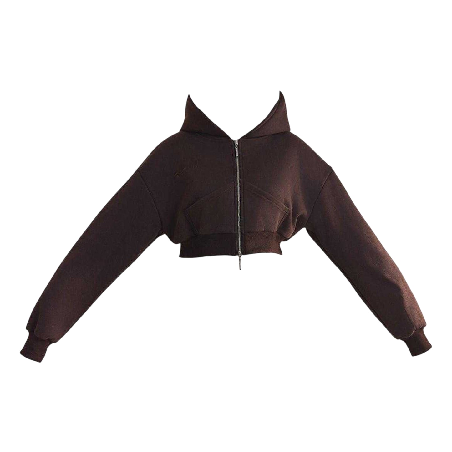 Chocolate Brown - Front - Mars The Label Womens-Ladies Classics Cropped Full Zip Hoodie