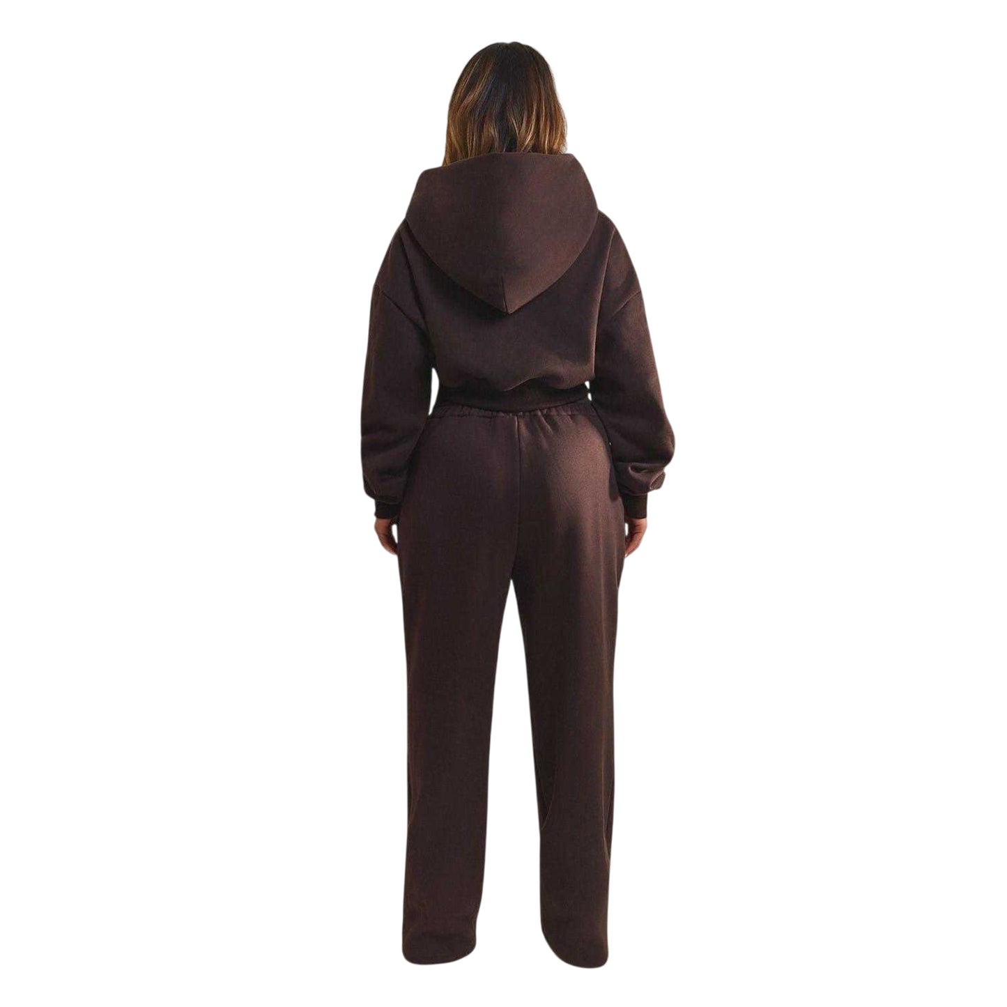 Chocolate Brown - Back - Mars The Label Womens-Ladies Classics Cropped Full Zip Hoodie