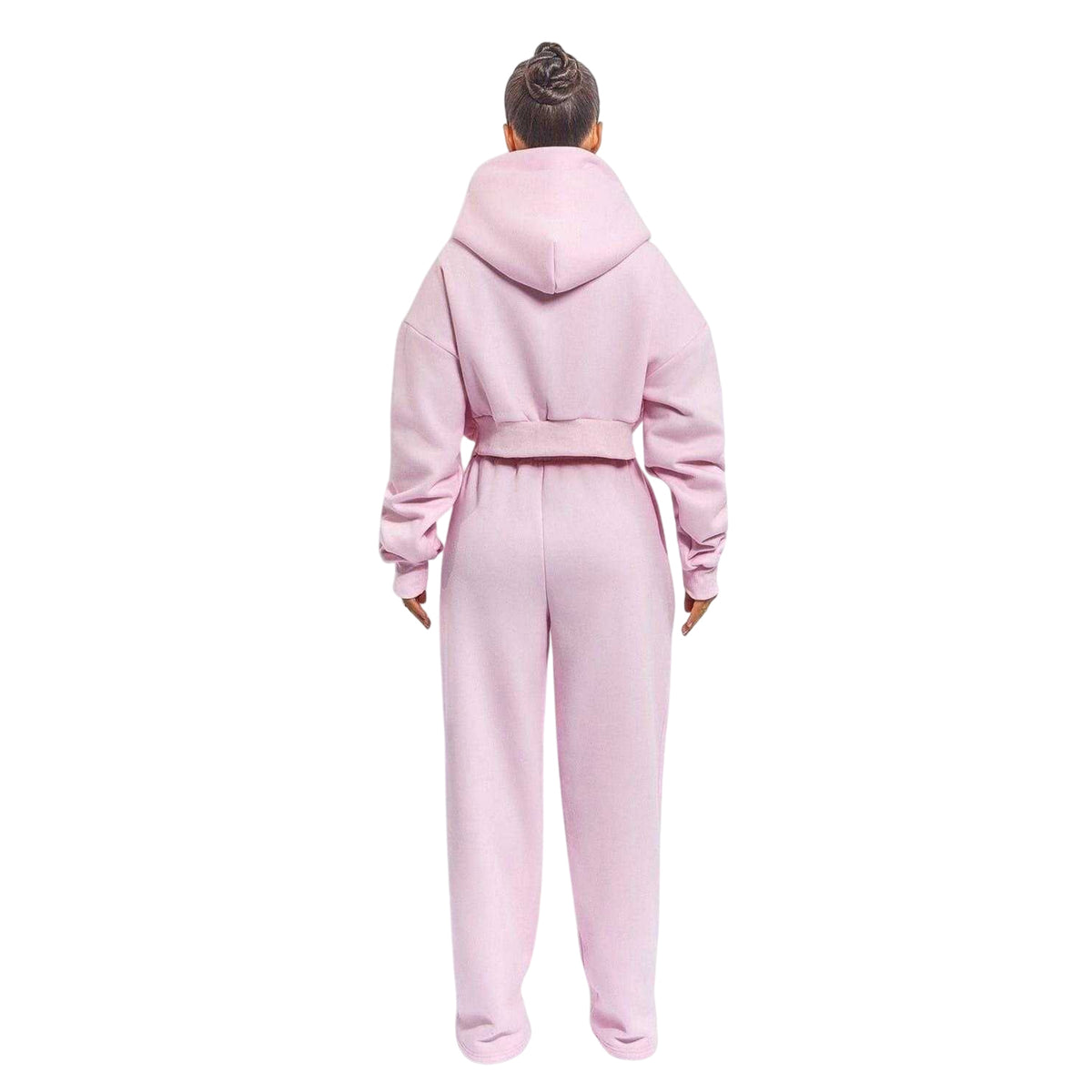 Pink - Back - Mars The Label Womens-Ladies Classics Cropped Full Zip Hoodie
