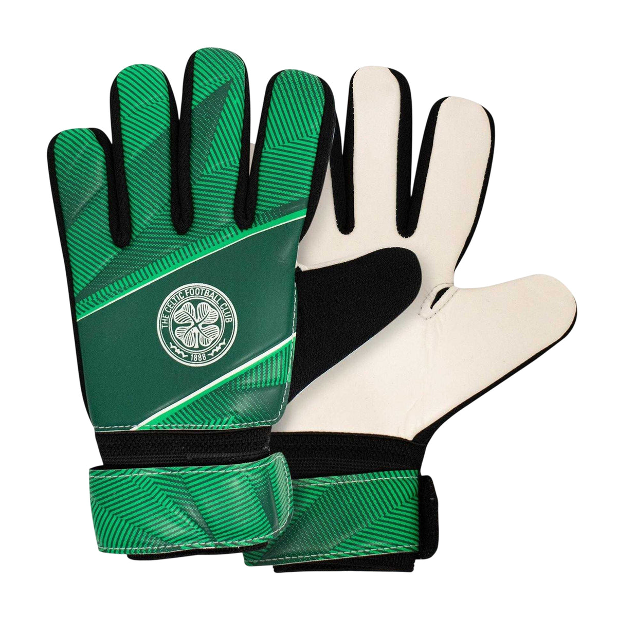 Celtic Green - Back - Team Childrens-Kids Fuse Celtic FC Touch Fastening Goalkeeper Gloves
