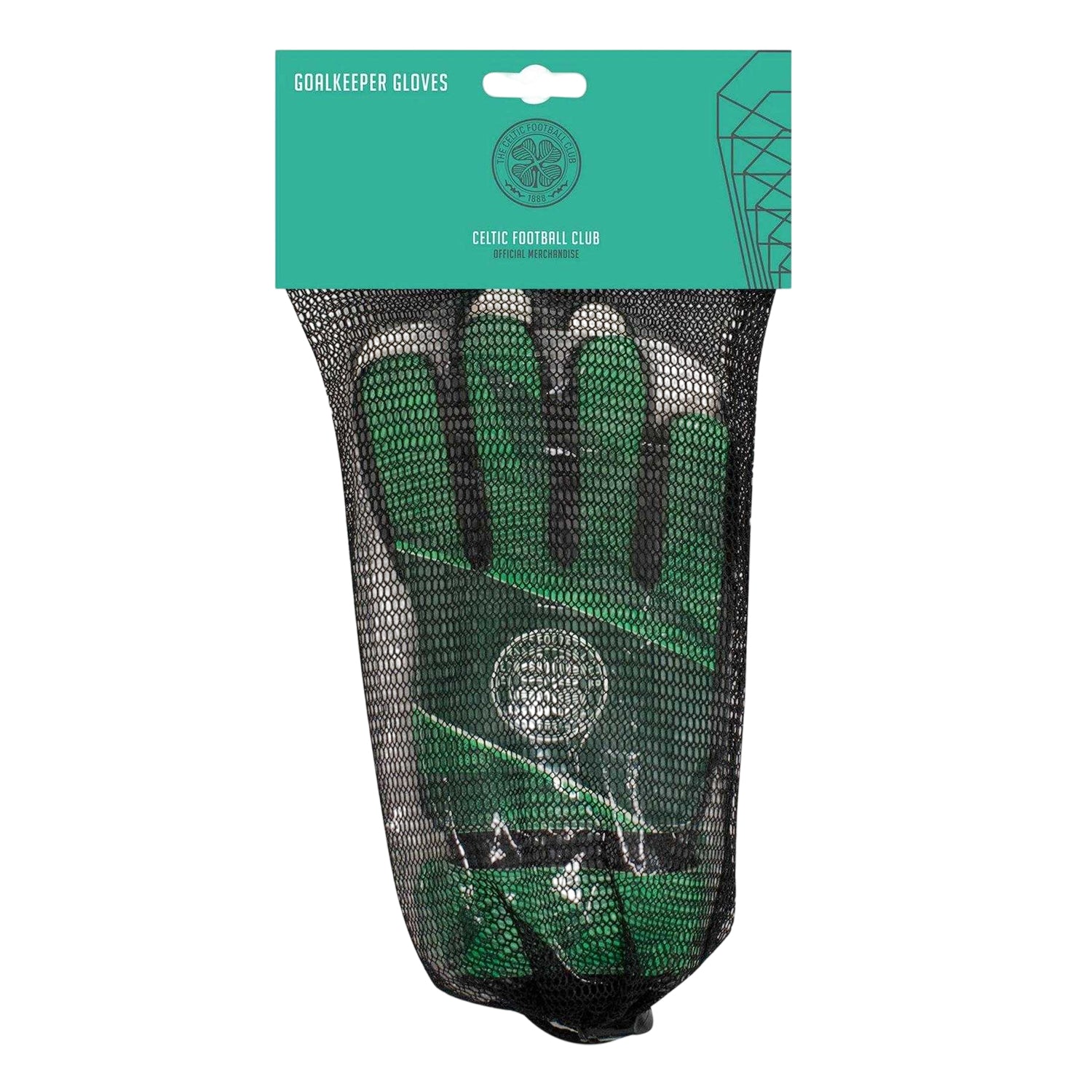Celtic Green - Side - Team Childrens-Kids Fuse Celtic FC Touch Fastening Goalkeeper Gloves
