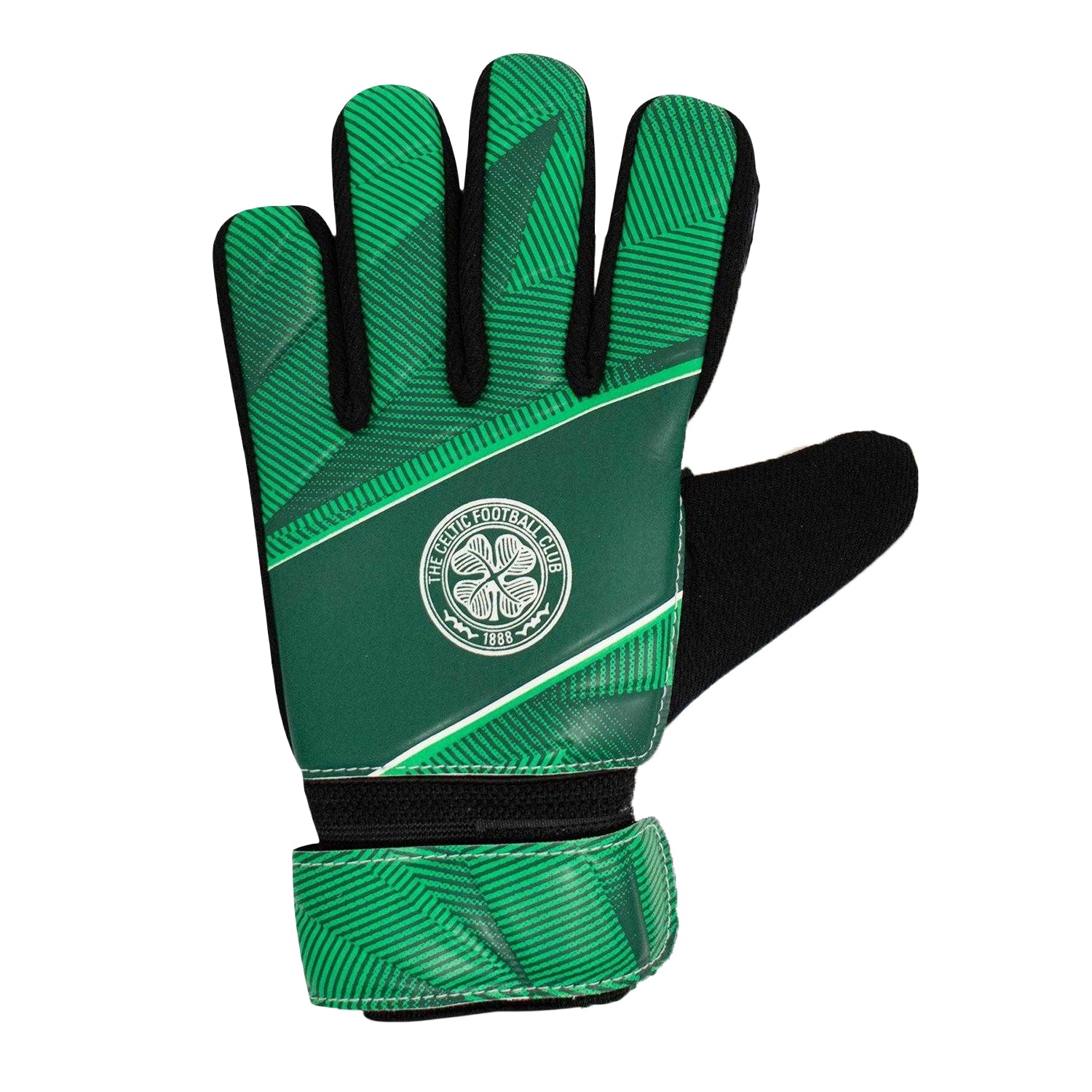 Celtic Green - Front - Team Childrens-Kids Fuse Celtic FC Touch Fastening Goalkeeper Gloves