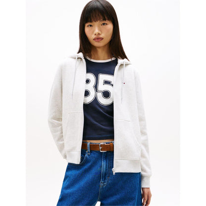 Ice Grey Heather - Back - Tommy Jeans Womens-Ladies Logo Full Zip Hoodie
