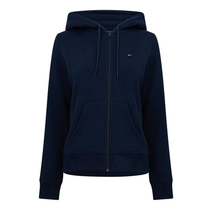 Dark Navy - Front - Tommy Jeans Womens-Ladies Logo Full Zip Hoodie