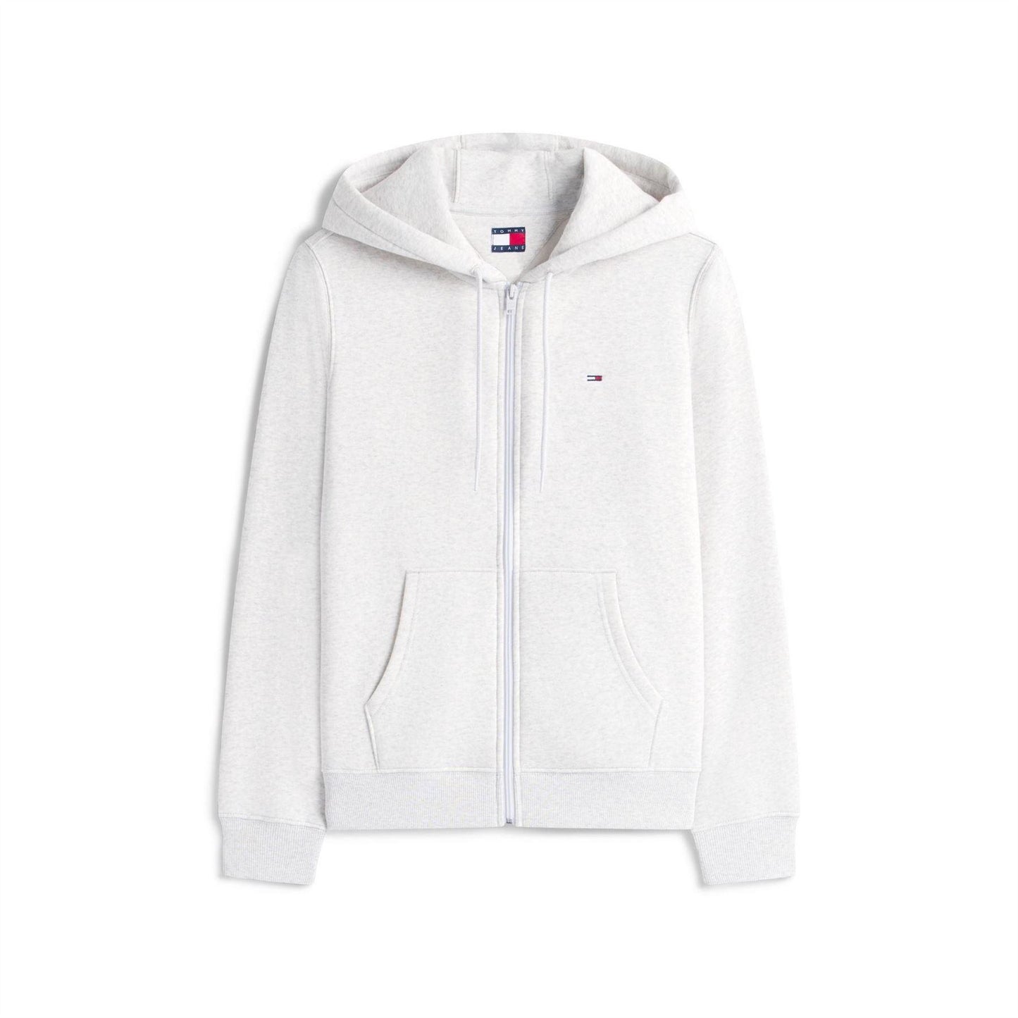 Ice Grey Heather - Front - Tommy Jeans Womens-Ladies Logo Full Zip Hoodie