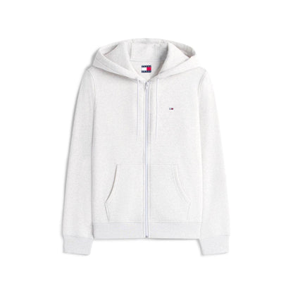 Ice Grey Heather - Front - Tommy Jeans Womens-Ladies Logo Full Zip Hoodie
