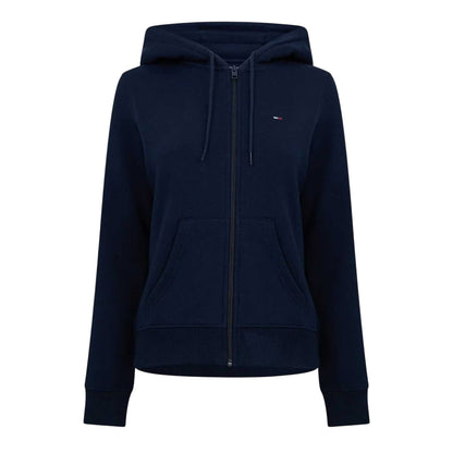 Dark Navy - Front - Tommy Jeans Womens-Ladies Logo Full Zip Hoodie