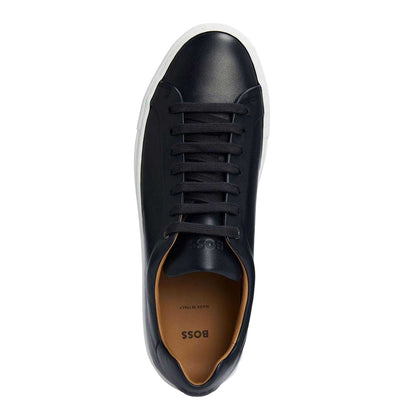 Dark Blue - Lifestyle - Boss Womens-Ladies Logo Leather Tennis Trainers