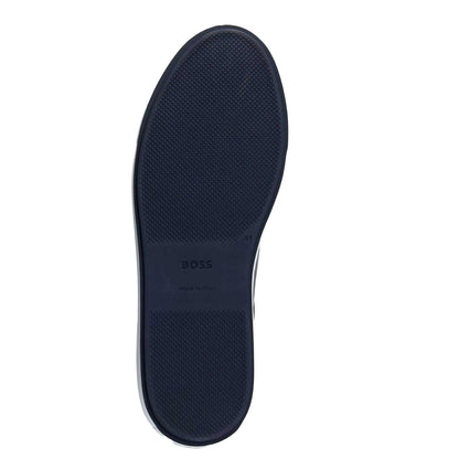 Dark Blue - Pack Shot - Boss Womens-Ladies Logo Leather Tennis Trainers