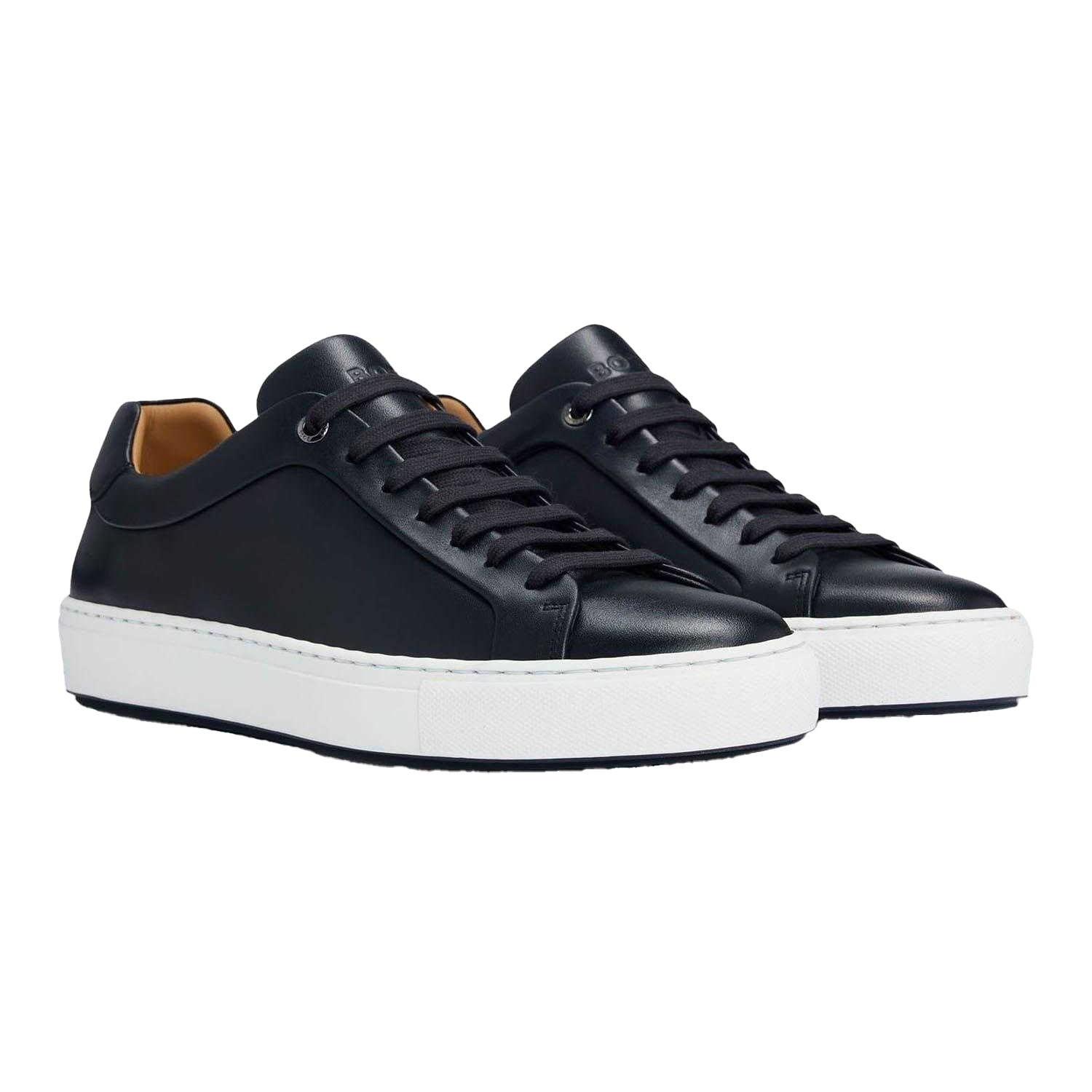 Dark Blue - Close up - Boss Womens-Ladies Logo Leather Tennis Trainers