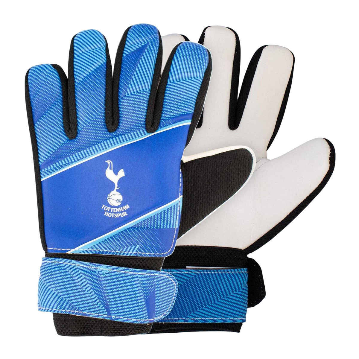 White-Blue - Side - Team Childrens-Kids Fuse Tottenham Hotspur FC Touch Fastening Goalkeeper Gloves