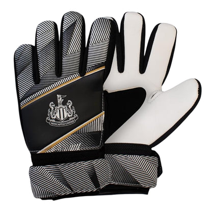 Black-White - Back - Team Childrens-Kids Fuse Newcastle United FC Touch Fastening Goalkeeper Gloves
