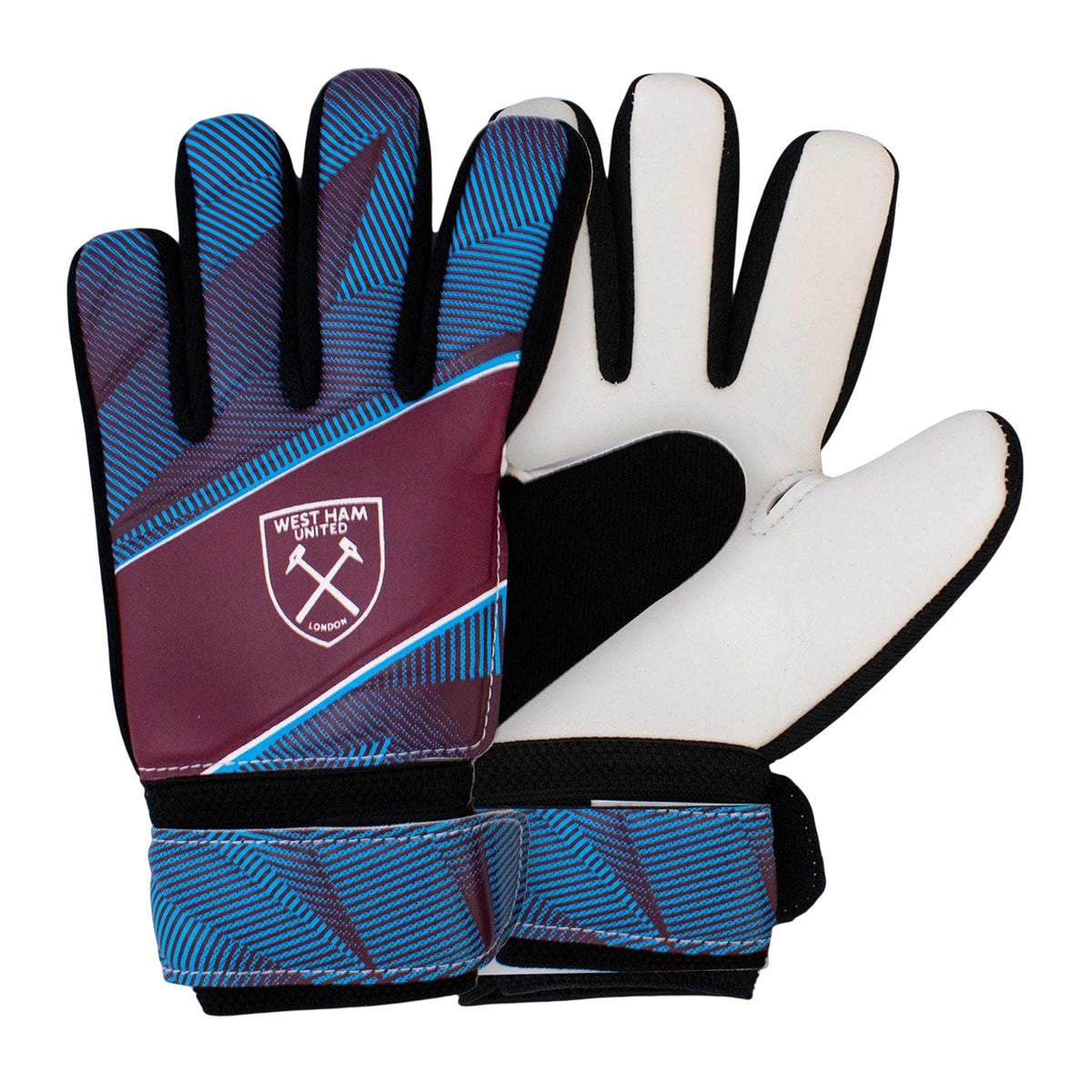 Red-Blue - Back - Team Childrens-Kids Fuse West Ham United FC Touch Fastening Goalkeeper Gloves