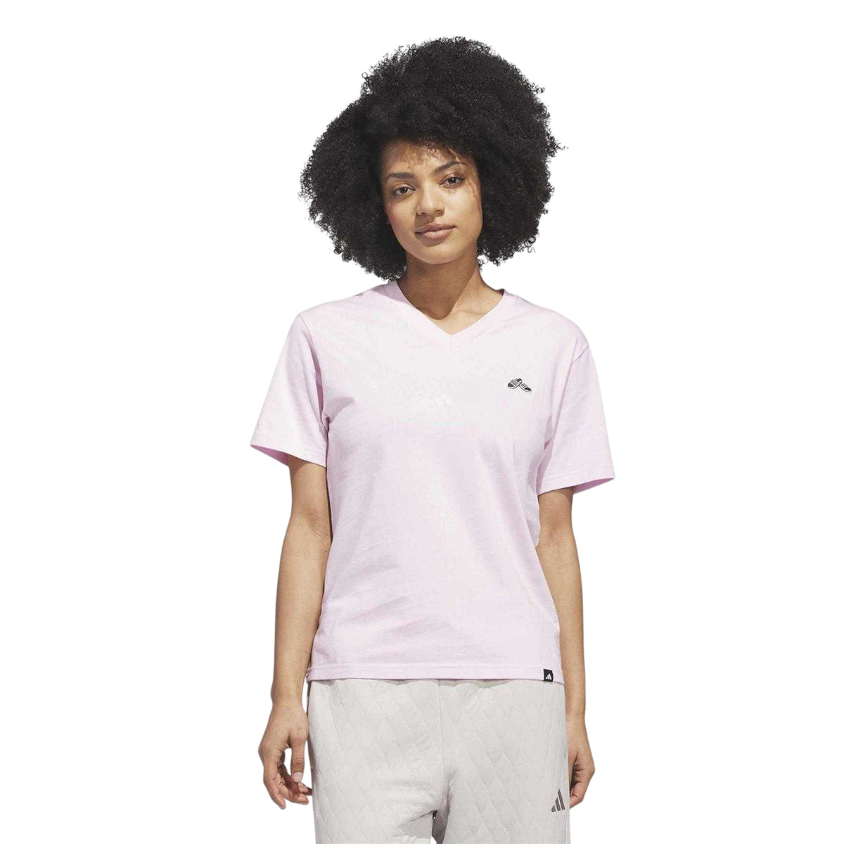 Pink - Side - Adidas Mens Slider V Neck T-Shirt