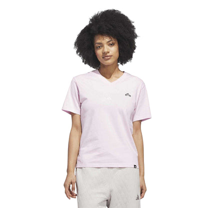 Pink - Side - Adidas Mens Slider V Neck T-Shirt
