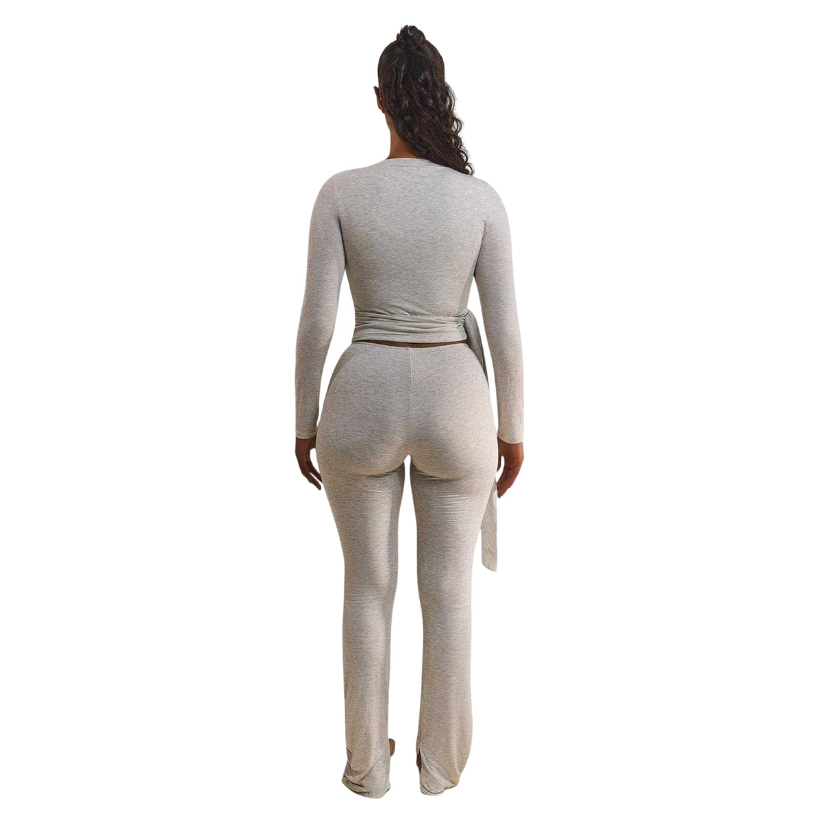 Grey - Back - Mars The Label Womens-Ladies Ballet Long-Sleeved Wrap Top