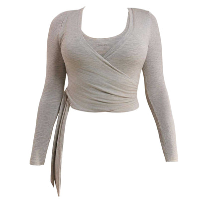Grey - Front - Mars The Label Womens-Ladies Ballet Long-Sleeved Wrap Top