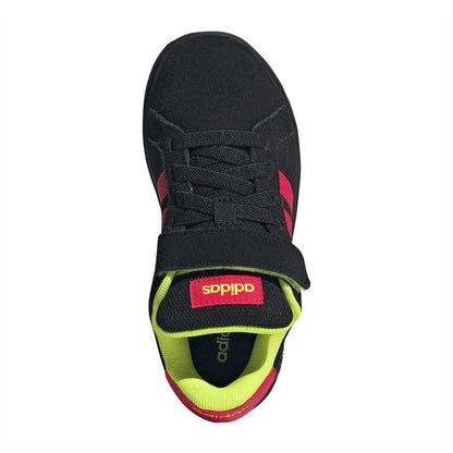Core Black - Lifestyle - Adidas Childrens-Kids Grand Court 3 Stripes Suede Trainers