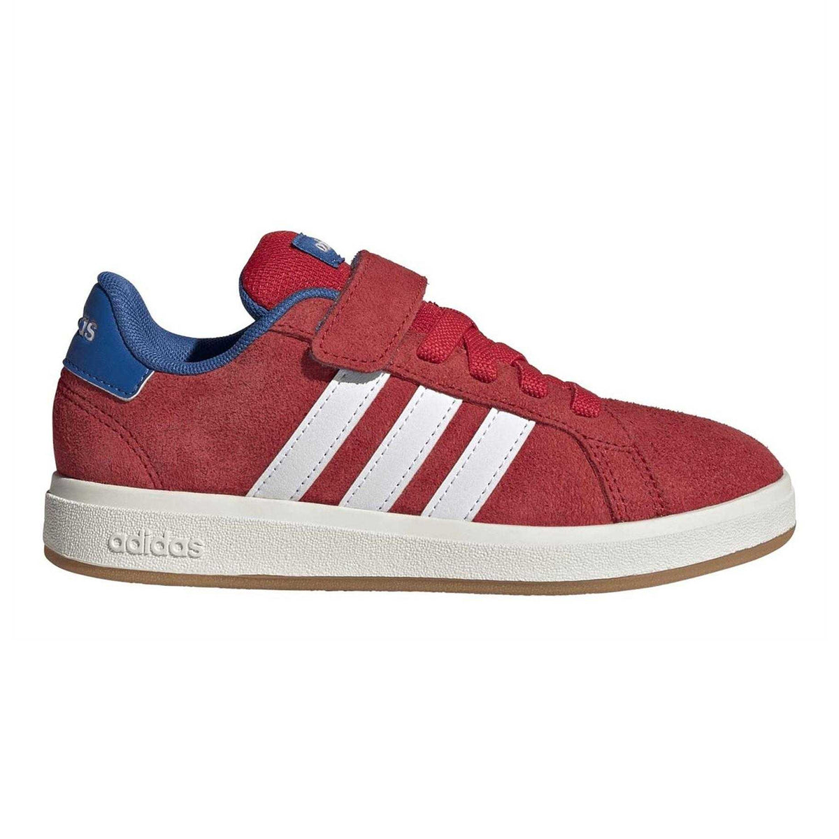 Ruby Red - Front - Adidas Childrens-Kids Grand Court 3 Stripes Suede Trainers