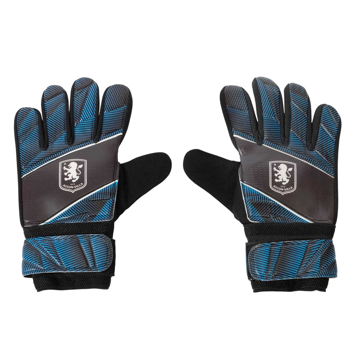 Claret Red-Sky Blue - Back - Team Childrens-Kids Fuse Aston Villa FC Football Goalkeeper Gloves