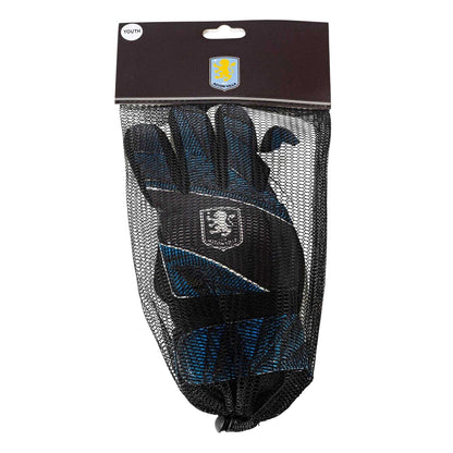 Claret Red-Sky Blue - Side - Team Childrens-Kids Fuse Aston Villa FC Football Goalkeeper Gloves