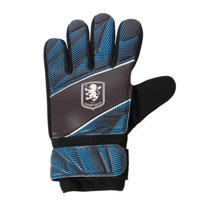 Claret Red-Sky Blue - Front - Team Childrens-Kids Fuse Aston Villa FC Football Goalkeeper Gloves