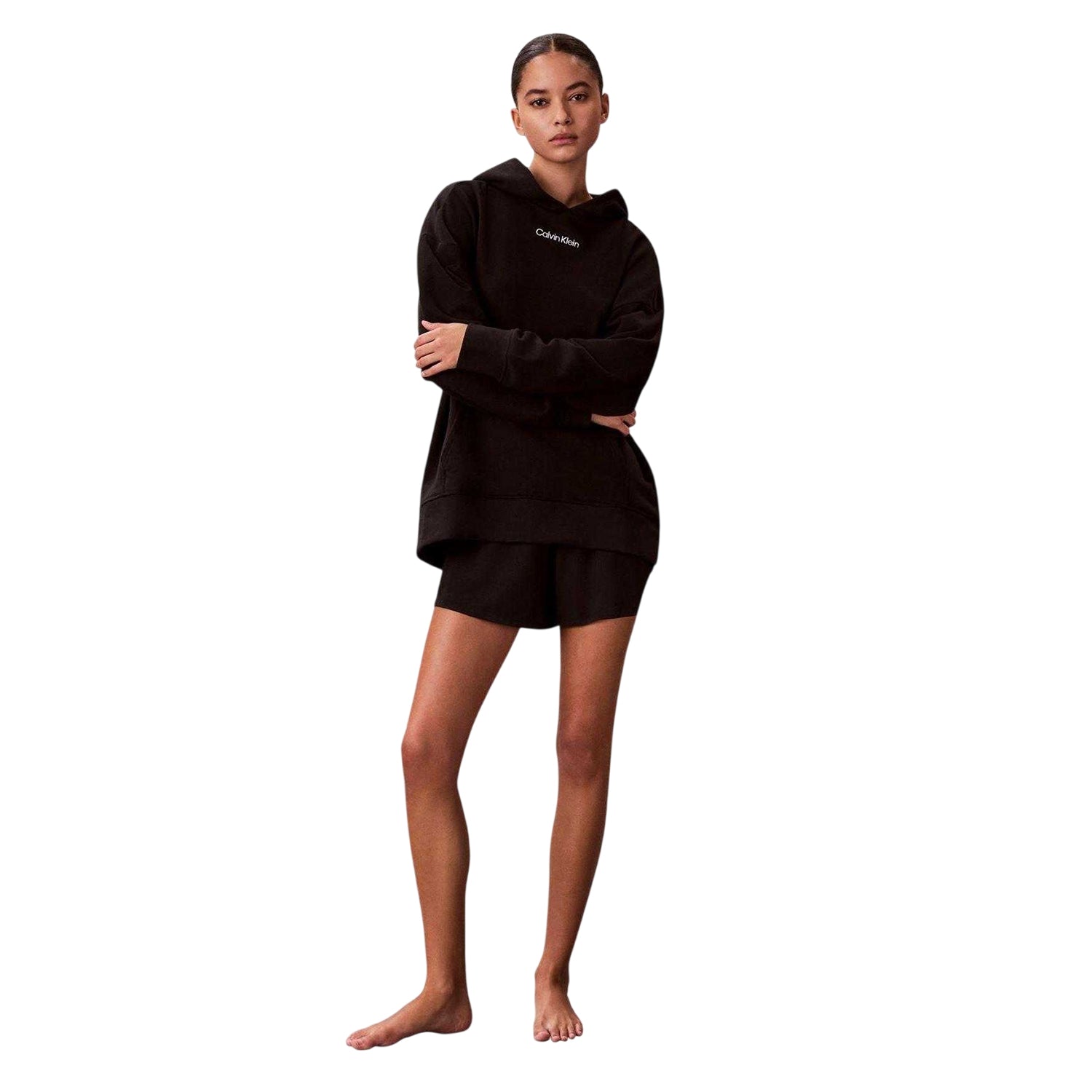 Black - Lifestyle - Calvin Klein Womens-Ladies Overhead Hoodie